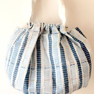Anthropologie Tried & True Tote Bag Large Blue Patchwork Denim Handbag By Dulce